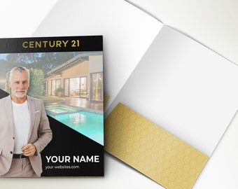 Century 21 Custom Presentation Folder Velvet Laminating With Your Logo| Soft touch laminating folders | FREE Graphic Design| Company folders