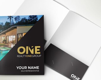 Realty One Group Presentation Folder Velvet Laminating With Your Logo| Soft touch laminating folders | FREE Graphic Design | Company folders