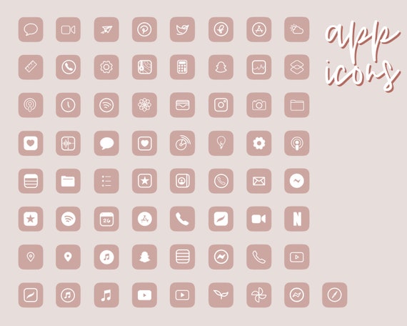65 Premium Aesthetic Minimalist Old Rose Ios 14 App Icons Etsy