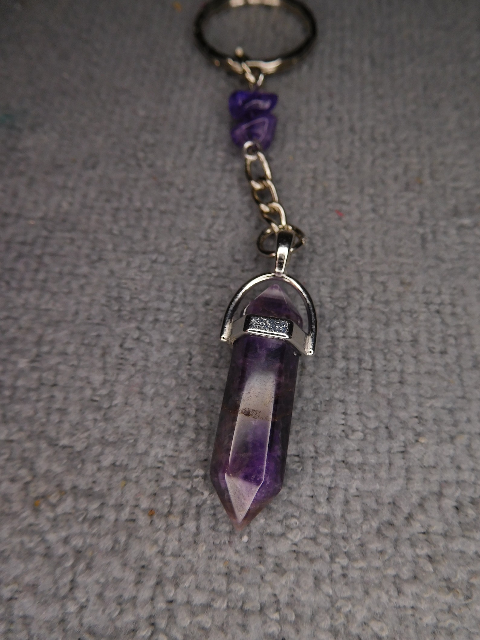 Purple Amethyst Keyring With Amethyst Shard's on A Silver Etsy