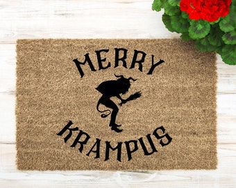Merry Krampus Hand-Painted Doormat