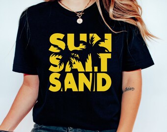 Sun Sand Salt Beach Shirt, Retro Comfort Colors T-Shirt, Trendy Beach Shirts for Women, Summer Vacation Shirts, Womens Oversized Beach Shirt