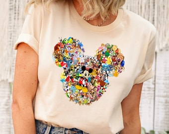 Camisas de Disney World, Todos los personajes de Disney dentro de camisetas de Mickey Ears, regalos temáticos de Disney, camisa, camiseta de vacaciones mágica, traje de Disneyland