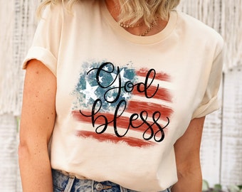 God Bless America, USA Flag Shirt, 4th of July Shirt, Patriotic Shirt, Independence Day Shirt, 4th of July Gift, Independence Day Gift DTF