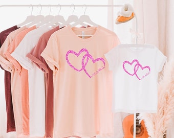 Mama and mini hearts shirts (single tshirt), matching shirts, mother daughter shirts, matching outfits, matching tees