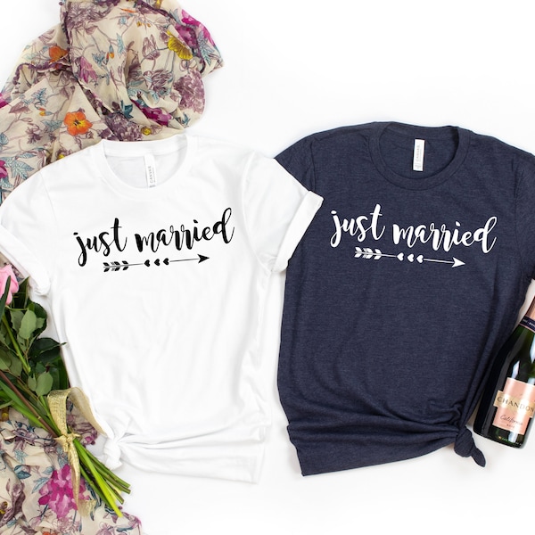 Just Married Shirts, Honeymoon Shirts, Couples Shirts, Wedding T-shirt, Engagement Gift, Bride and Groom Gift, Matching Tees, Couple Set