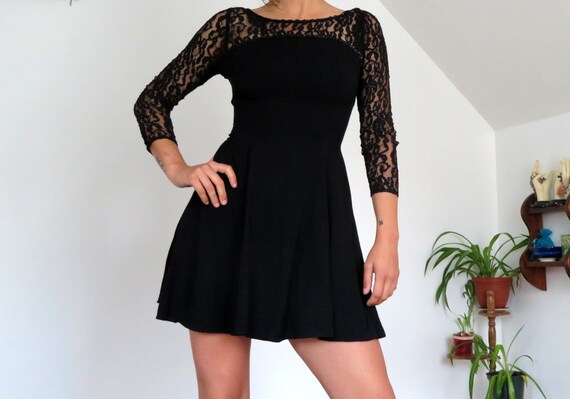 Vintage 90's Short Black Witchy Gothic Party Dress