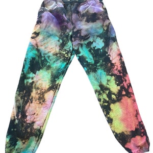 Reverse Tie Dye, schwarze Tie Dye, Baumwoll-Baggy Jogginghose, Größen S-2XL, Custom Tie Dye für Frauen, Tie Dye Sweats