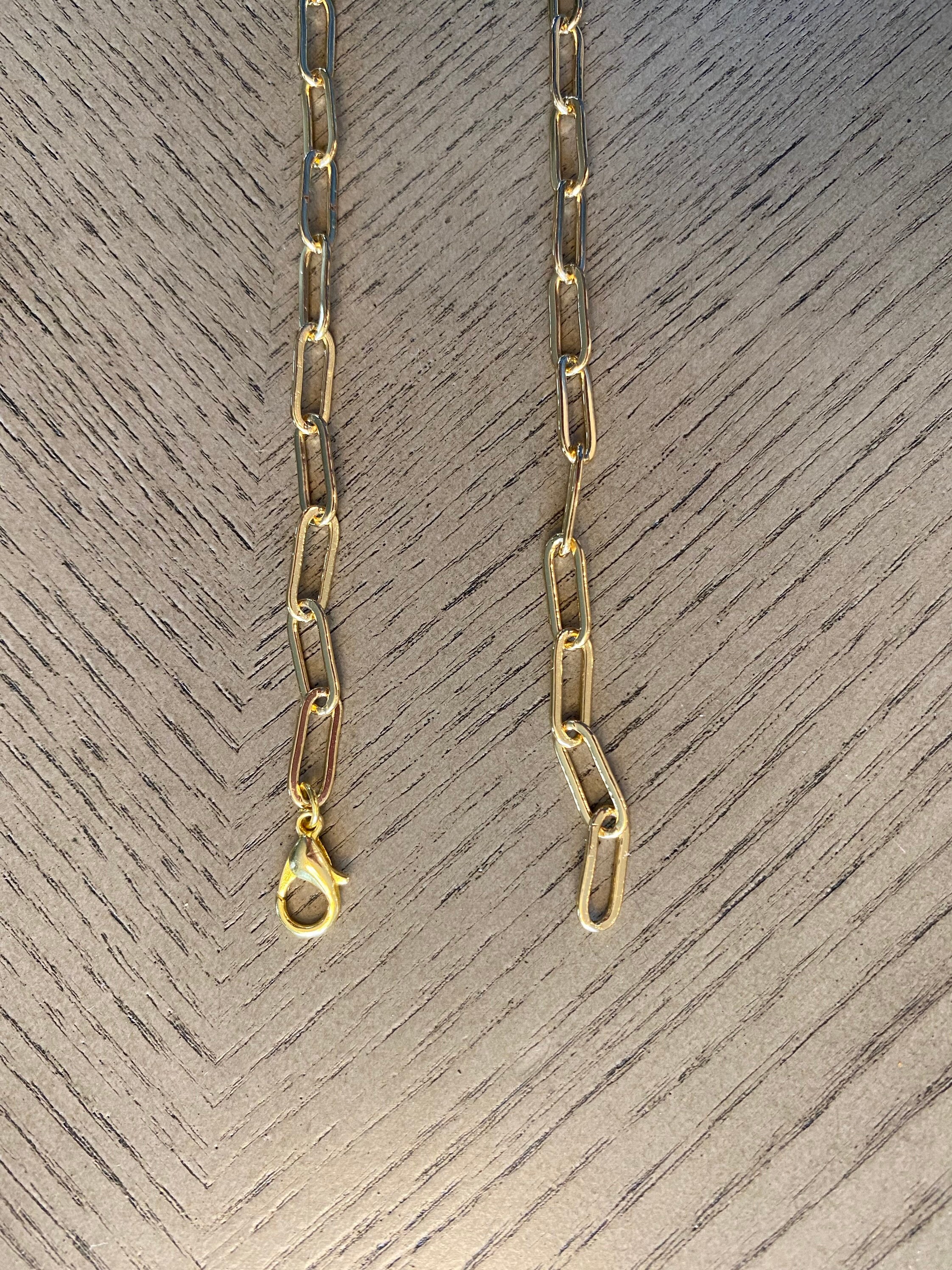 Paper Clip Chain Charm Bracelet With White Enamel Heart Paper Etsy UK