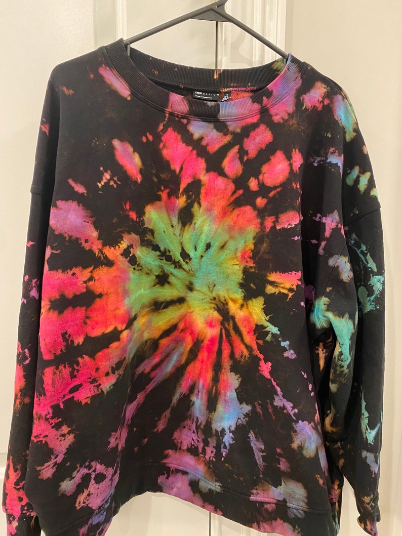 Black Reverse Tie Dye Bright Colorful Pastel Rainbow Swirl - Etsy