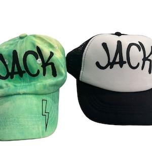 Little kid toddler hat, tie dye green baseball cap/hat sizes 2-6, trucker hat for kids sizes 2-12, adjustable length, custom graffiti name