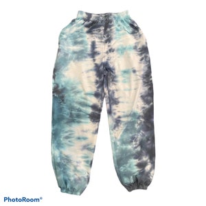 Tie dye loose fitting sweatpants jogger pants, loose joggers, tie-dye joggers, black, blue, green, cotton blend, tie dye loungewear