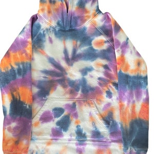 Blue, orange and purple tie dye sweatshirt hoodie for girls, colorful tie-dye hoodie sweatshirt for girls, camp sweatshirts, tie dye clothes