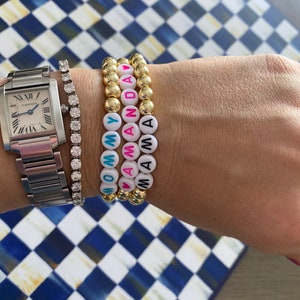 Pulsera con cuentas de oro/pulsera inicial/cuentas de letras/pulsera de letras/pulsera de nombre/personalizado/personalizado/alfabeto/pulsera de palabras/regalo para ella