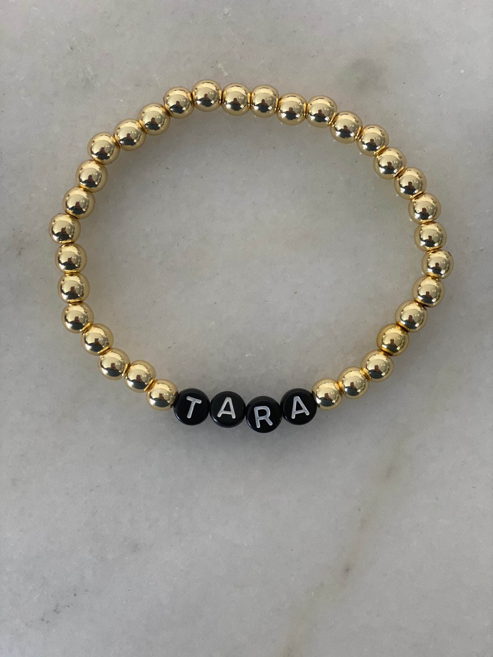 Gold Beaded Bracelet/initial Bracelet/letter Beads/letter - Etsy