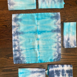 Tie dye cloth napkins, tie-dye cotton blend cloth napkins, tye dye napkins, tie dye, blue cloth napkins, set of 6 napkins