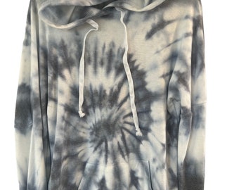 Black and white tie dye lightweight soft cotton hoodie for women, tie dye for women, fall fashions, fall clothes, custom tie dye hoodies