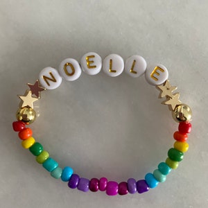 Pulsera con nombre/pulsera arcoíris/personalizada/cuentas con letras/pulsera de la amistad/pulsera personalizada, regalo de San Valentín para niños, ella