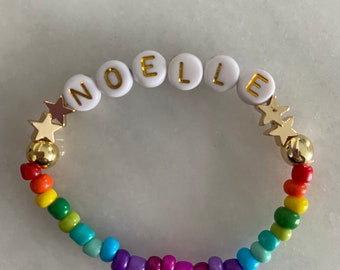Namnarmband/regnbågsarmband/personligt/bokstavspärlor/vänskapsarmband/skräddarsytt armband, alla hjärtans dag-present till barn, henne