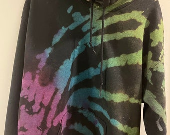 Heavyweight black reverse tie dye hoodie rainbow sweatshirt, black rainbow hooded sweatshirt, rainbow tie dye, sweatshirt, hoodie