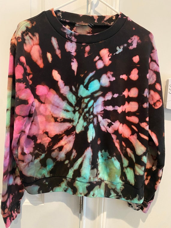 Black Reverse Tie Dye Bright Colorful Pastel Rainbow Swirl | Etsy