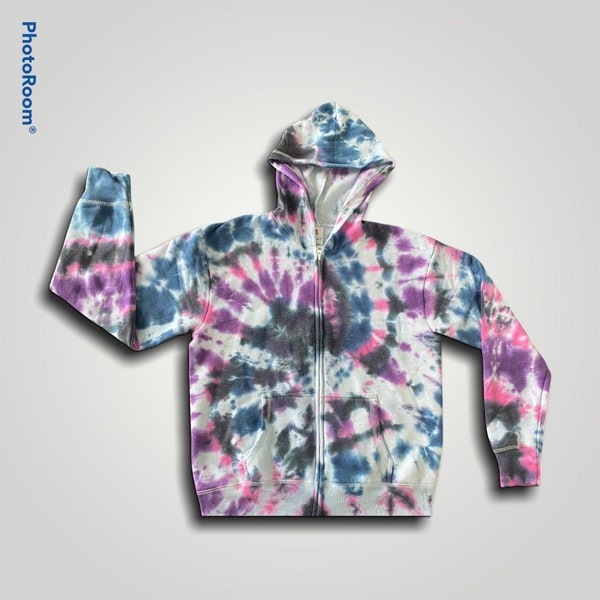 Tie Dye Zip Up Hoodie Jacket Green/Blue