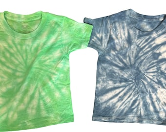 Tie dye t shirts in cotton for little boys, toddlers, sizes 2t -12, blue, green, other colors, tie-dye shirts for summer kids, kids tie-dye