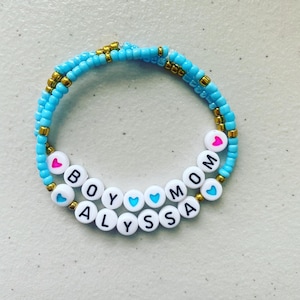 Beaded letter bracelets, custom made and personalized, all color glass beads, and letter beads, alphabet letters, Valentine&#39;s Day