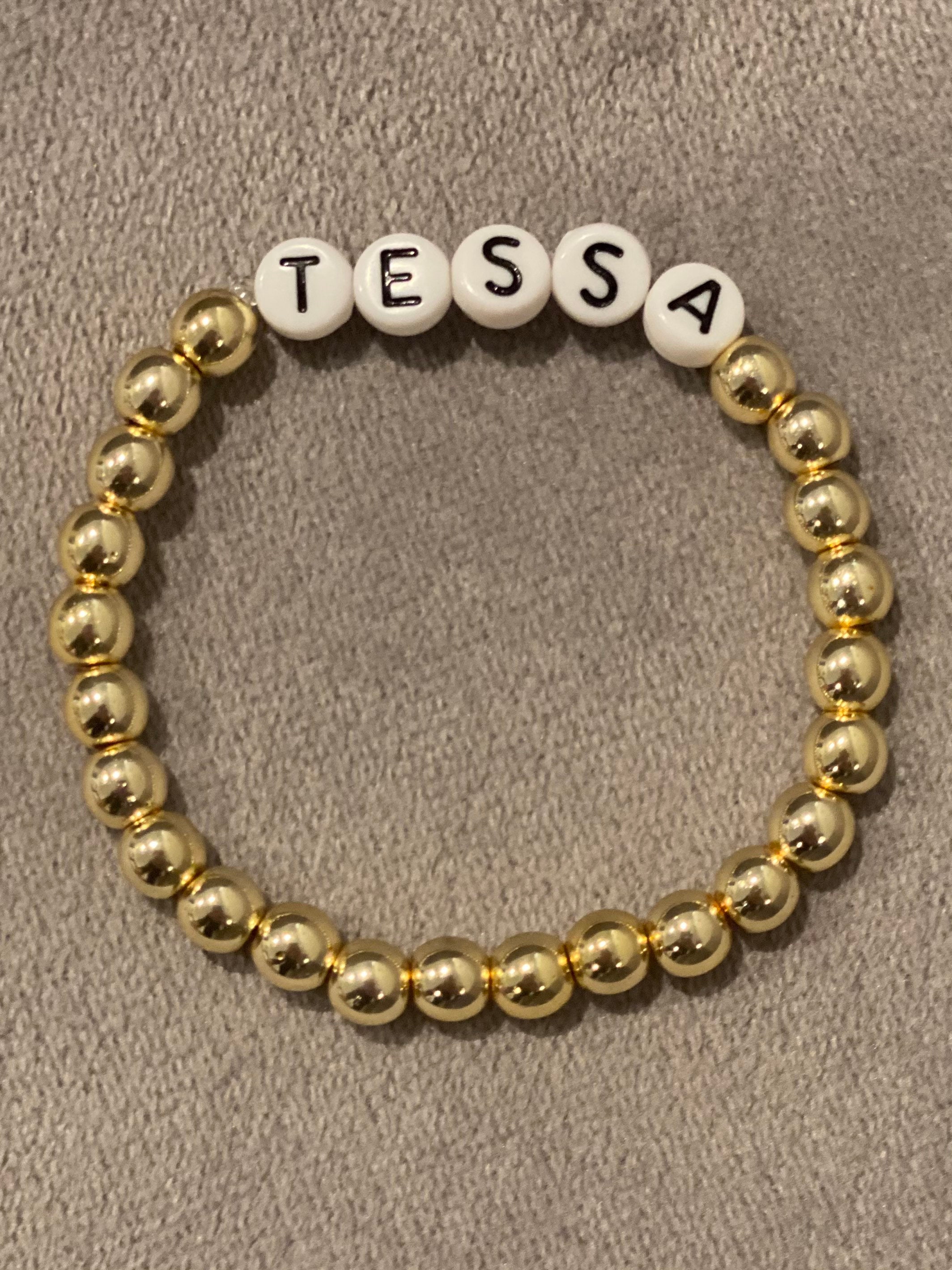 Gold beaded bracelet/initial bracelet/letter beads/letter Etsy