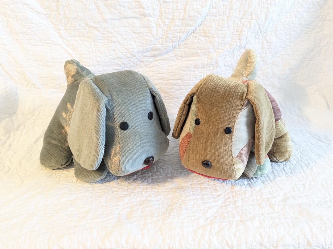 Handmade Stuffed Dogs From Vintage Fabric, Fabric Stuffed Animals - Etsy