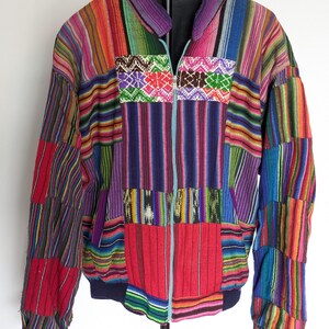 Vintage 1990's Bright Color Patchwork Zip-Up Jacket, Size XL