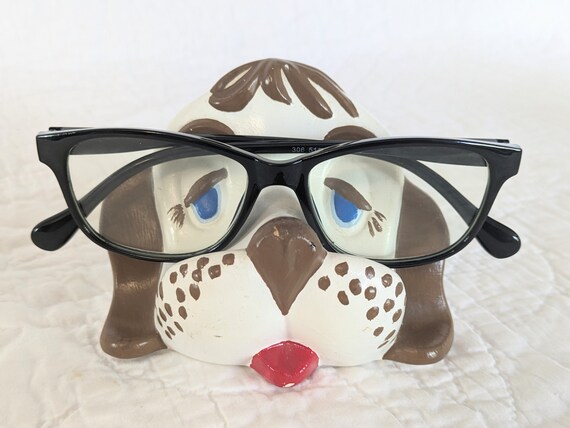 Vintage 1974 Handmade Ceramic Puppy Dog Eyeglasse… - image 3