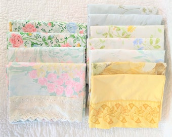 Vintage Pillowcases in Various Colors, Patterns, and Sizes, Floral, Striped