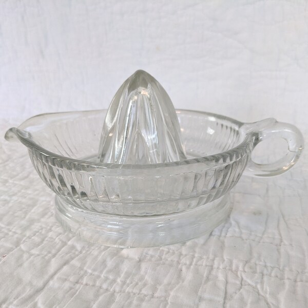 Vintage Heavy Clear Glass Juicer, Citrus Juicer