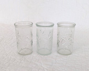 Vintage Jelly Jar Juice Glasses, Starburst Pattern, Set of 3