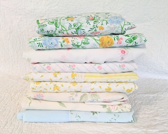 Vintage Sheets in Various Colors, Patterns, and Sizes, Floral, Striped