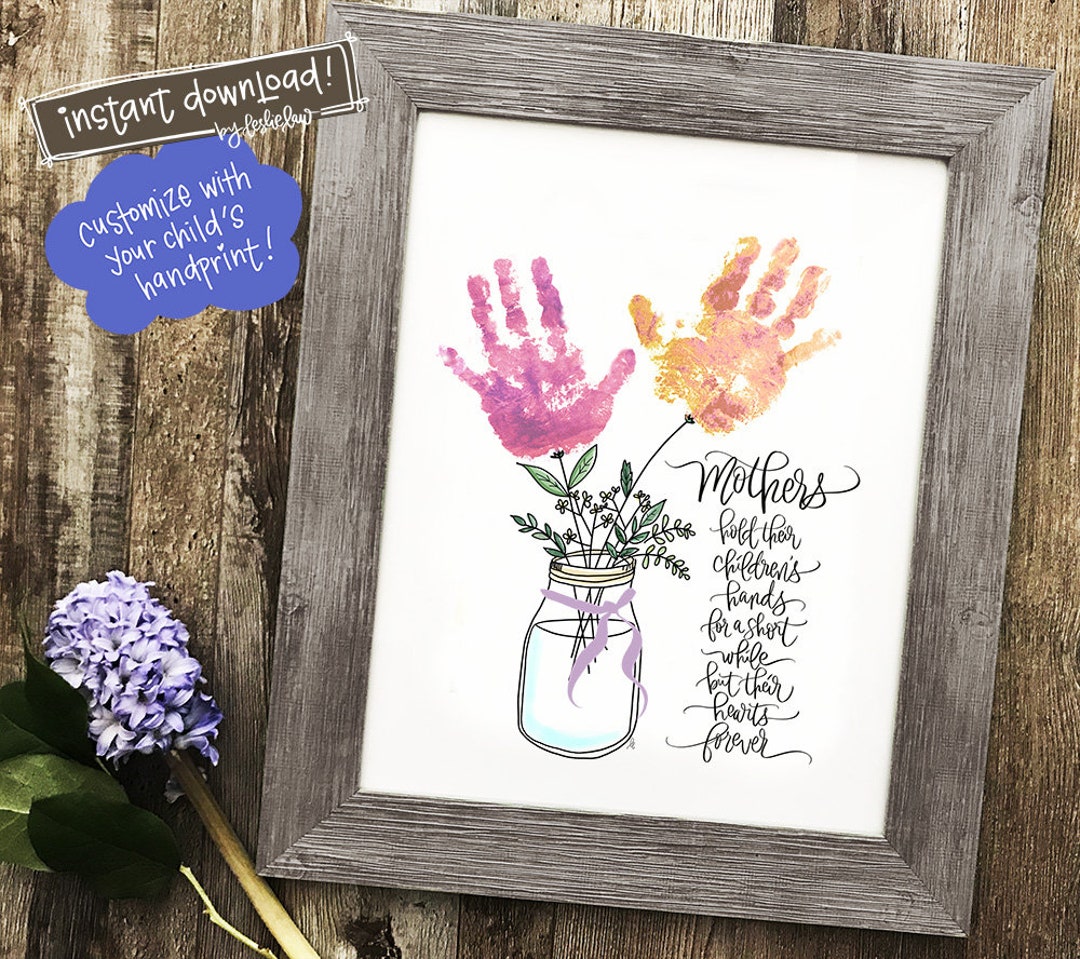 Mother HANDPRINT Gift Craft for Mom | Hand Lettered PRINTABLE 8x10 ...