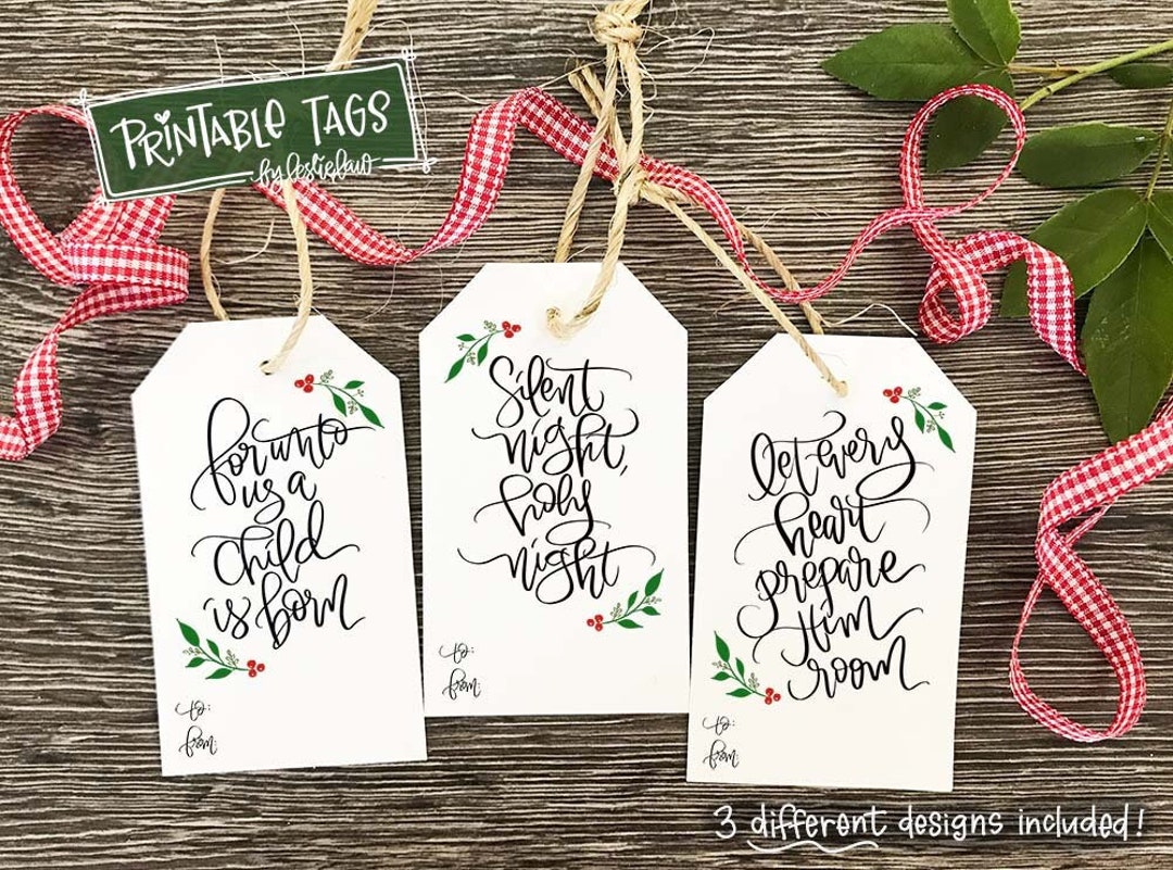 Christian Christmas Tags PRINTABLE 3 DIFFERENT Hand Lettered Bible ...