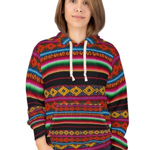 Philippines DIGITALLY PRINTED  Ifugao Inspired  Stripe Hoodie | Colorful Inabel  Blanket Pattern