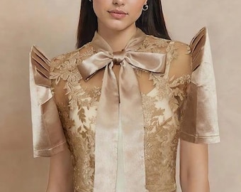 PRE ORDER - Modern Filipiniana inspired  Silhouette Floral Patterns Polyester Elegant