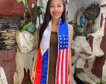 Class of 2024  Graduation  sash stole  Philippines USA flag | Proud Fil-Am graduation Stole. Limited Edition, Ready to Ship,, Filipino gift