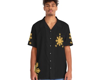 Philippines  Three Stars and a Sun Hawaiian Polo shirts for men |  Summer Hawaiian Polo | Birthday present for Filipinos.