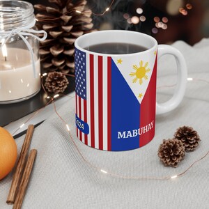 Personalized Class 2024   Philippines USA Mixed Flag  Graduation  Mug 11oz | Filipino American Graduates Mug 24