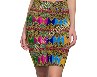 Filipino Batik Inspired Women's Pencil Skirt | Crisply PRINTED | Multi Cultural Attire | Holidays 2 Batik  inspired printed  Skirt