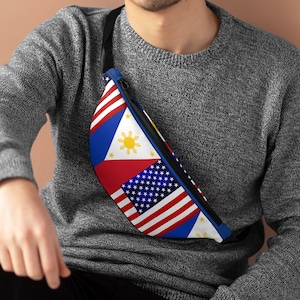 Philippines - USA Mixed  Flag Fanny Pack | Filipino gifting | Stocking stufferPhilam  friendship day | 4th of July fanny pack