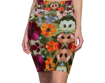 Filipiniana inspired  DIGITALLY PRINTED Floral   Pencil Skirt, Elegant Women's Skirt, Spring Fashion