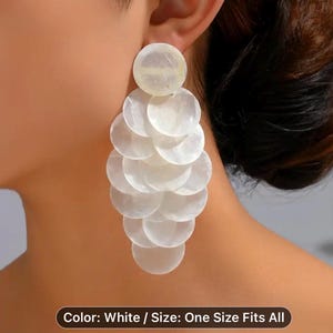 Philippines Filipino native  Capiz  Shell Dangling Earrings