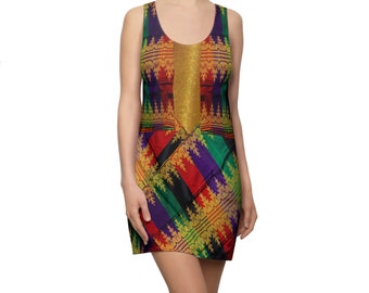 Philippinen Crislly PRINTED Batik inspiriertes Racerback Kleid |  Multikulti-Kleid | Mindanao Batik Motiv