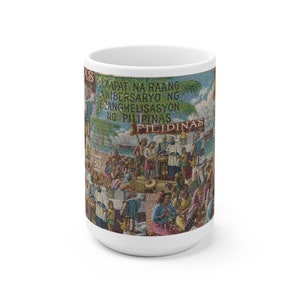 Philippines Vintage 1965 Stamp Ceramic Mug 15oz | Filipino Mug gift idea.