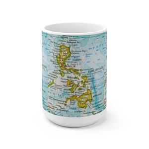 Tasse en céramique, carte des Philippines, 15 oz | Idée cadeau de tasse philippine.